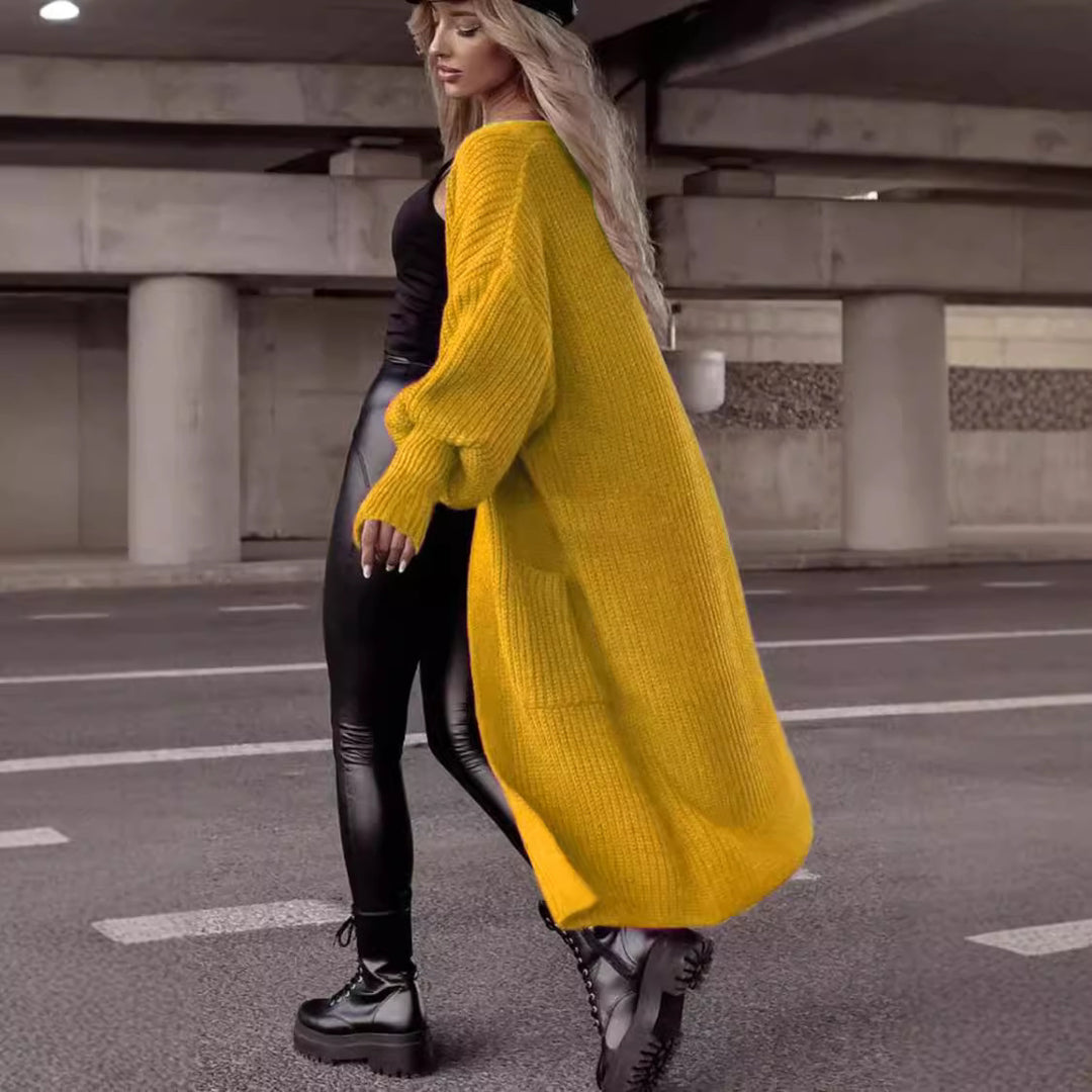 Damen Strickmantel mit lässigem Oversized-Schnitt und praktischen Taschen EB