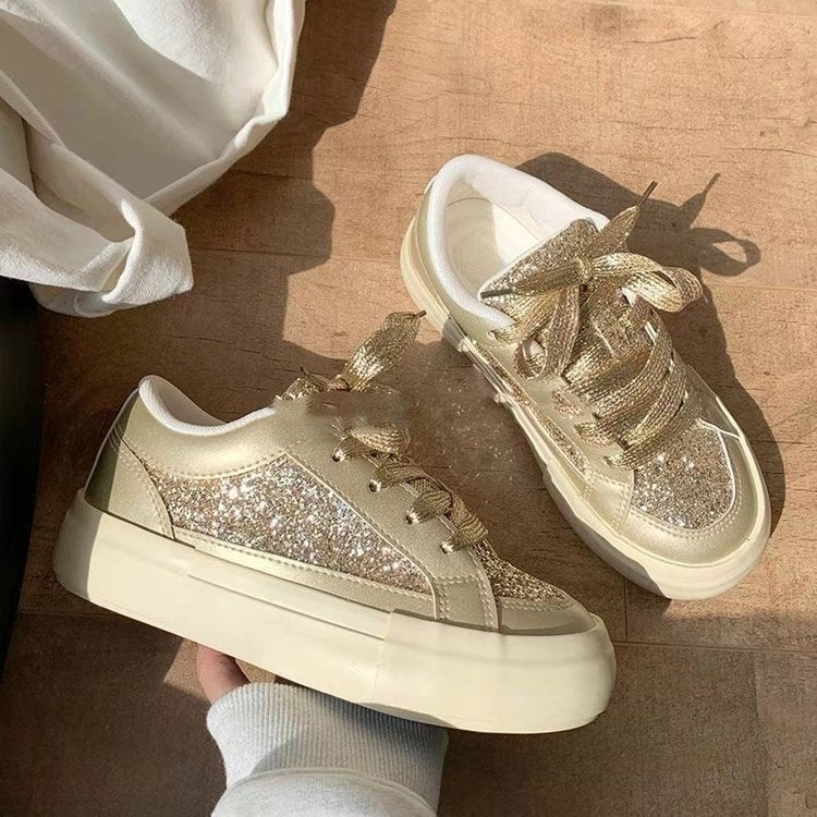 Damen Glitzernde Freizeit-Sneaker mit atmungsaktivem Obermaterial und rutschfester Sohle EB