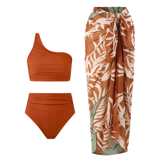 Damen Bikini-Set mit elegantem asymmetrischen Oberteil und hohem Taillenslip EB