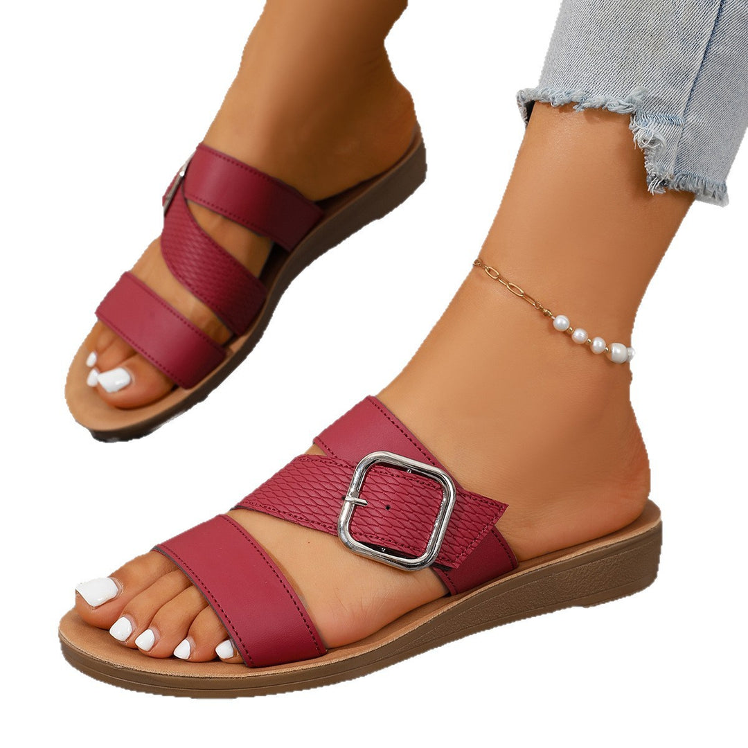 Damen Komfortable Riemchen-Sandalen mit dekorativem Schnallenverschluss EB