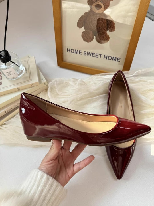 Damen spitze Ballerinas mit elegantem Glanzfinish EB