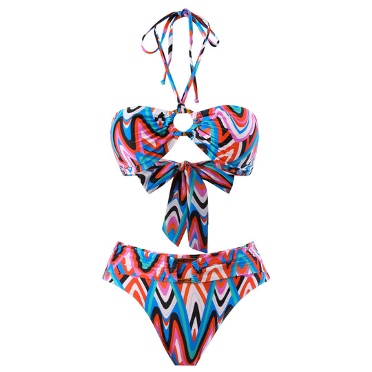 Damen Bikini-Set mit trendigem Wickelrock und faszinierendem Muster EB