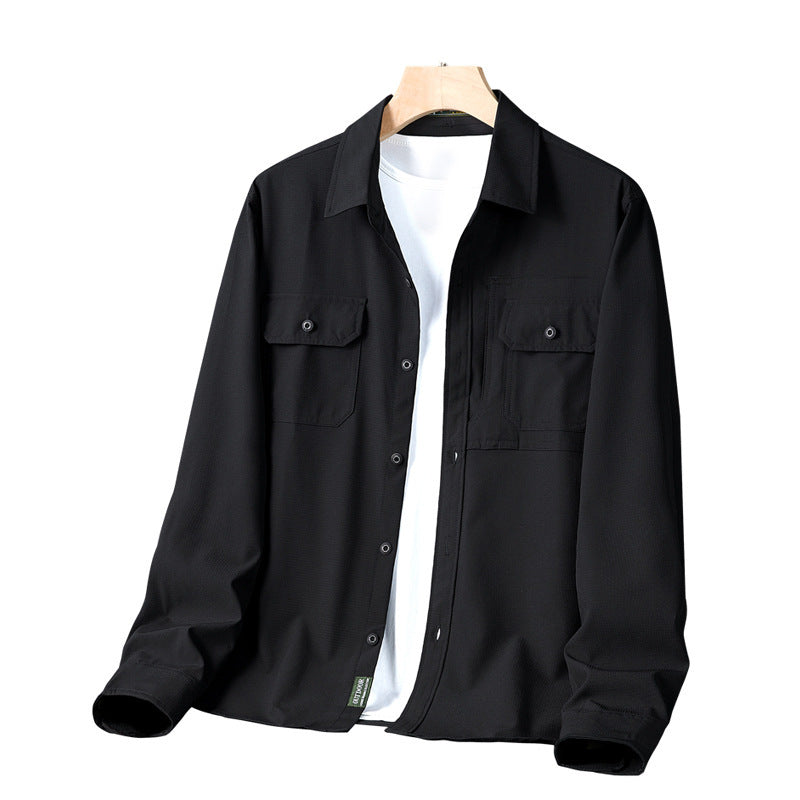 Herren  strukturiertes Overshirt aus atmungsaktivem Ripstop mit zwei Klappbrusttaschen EB