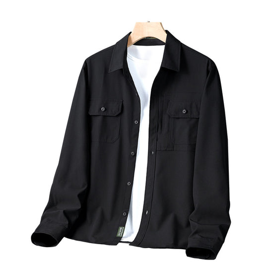 Herren  strukturiertes Overshirt aus atmungsaktivem Ripstop mit zwei Klappbrusttaschen EB