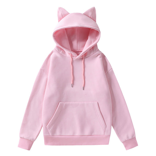Damen Kapuzenpullover mit Katzenohren und weichem Innenfutter EB