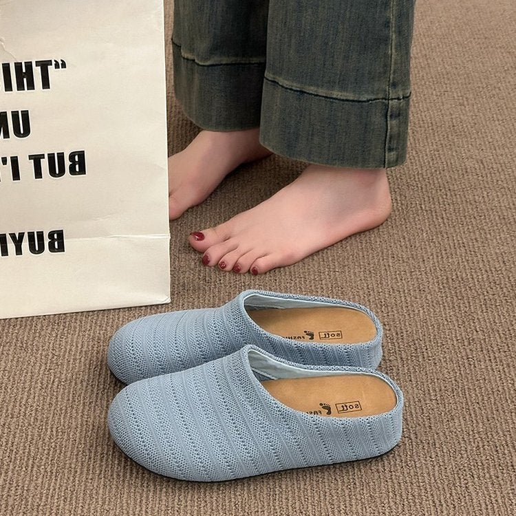 Damen bequeme Slipper aus atmungsaktivem Textilmaterial EB