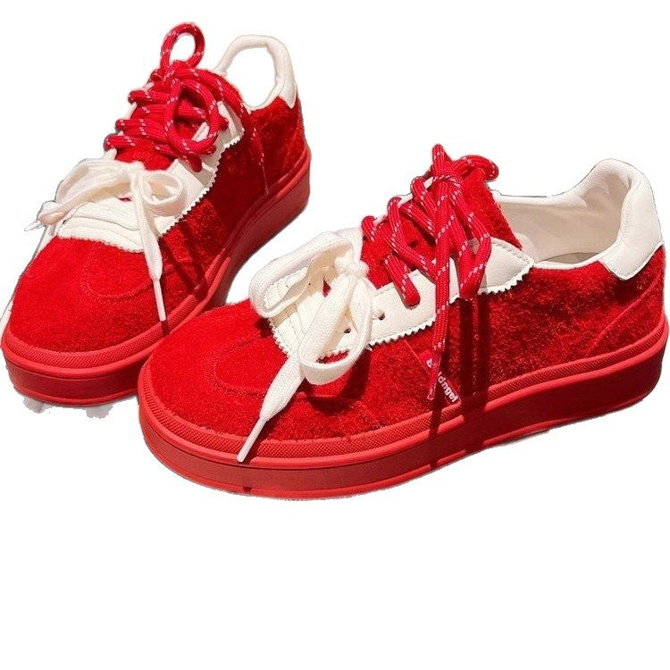 Damen modische Sneakers mit geflochtenem Obermaterial und kontrastierenden Schnürsenkeln EB