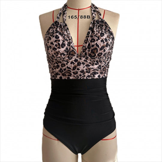 Damen Einteiler Badeanzug mit floralen Cut-Outs und elegantem Wickelrock EB