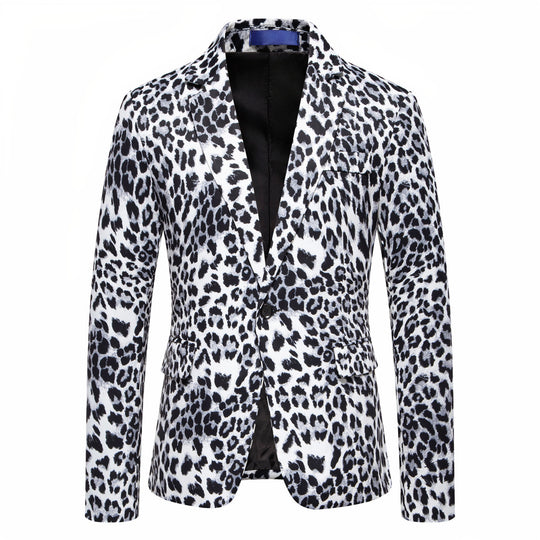 Herren modischer Anzugblazer mit auffälligem Leopardenmuster EB