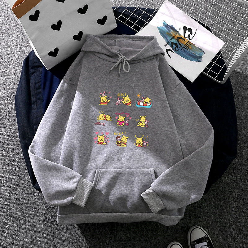 Damen nan Kapuzenpullover mit mehrfachem Comic-Emote-Print, oversized Schnitt und weichem Innenfutter EB