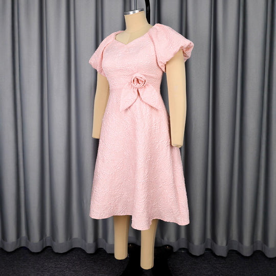 Damen Kleid mit voluminösen Puffärmeln und eleganter Schleifenapplikation EB