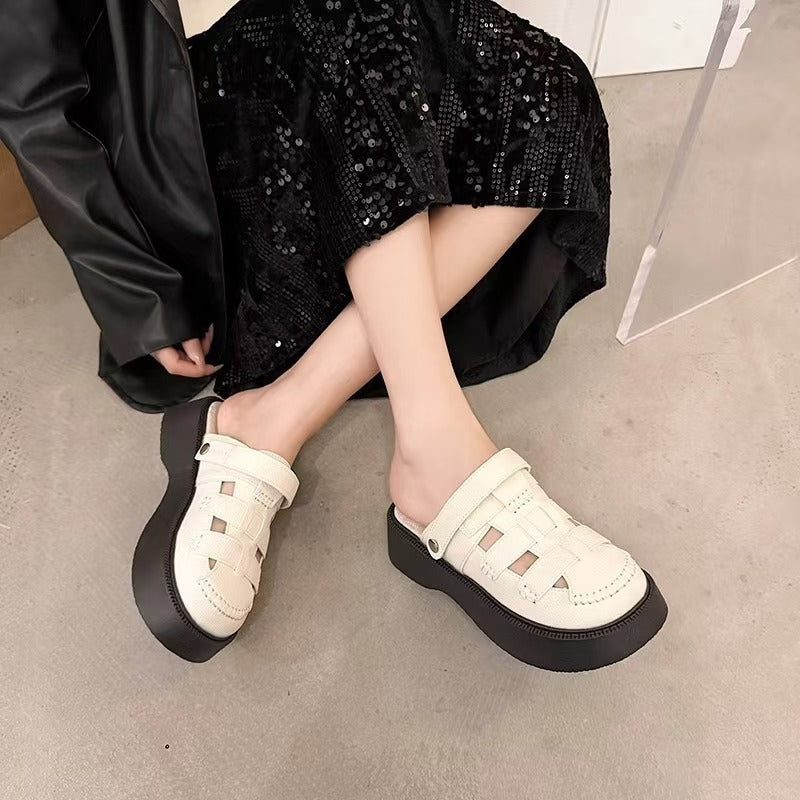 Damen Plattform-Sandalen mit elegantem Zierverschluss und bequemer Sohle EB