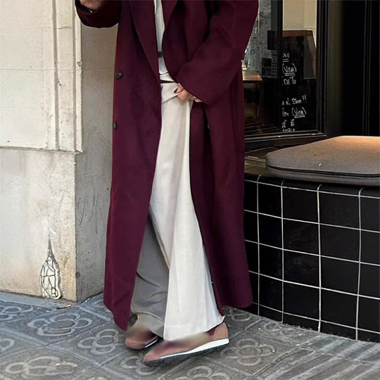 Damen Eleganter Oversize-Wollmantel mit Doppelknebelverschluss EB