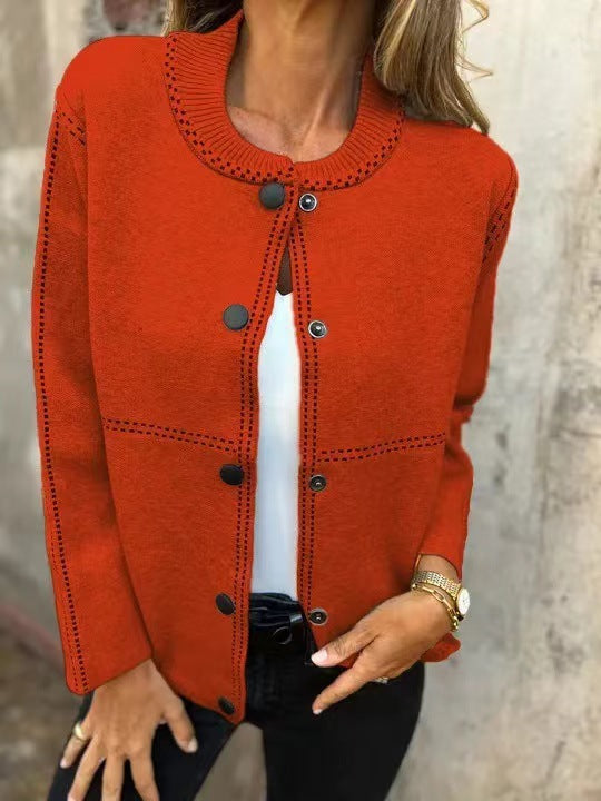 Damen Strickjacke mit Knopfleiste und edler Halslinie EB