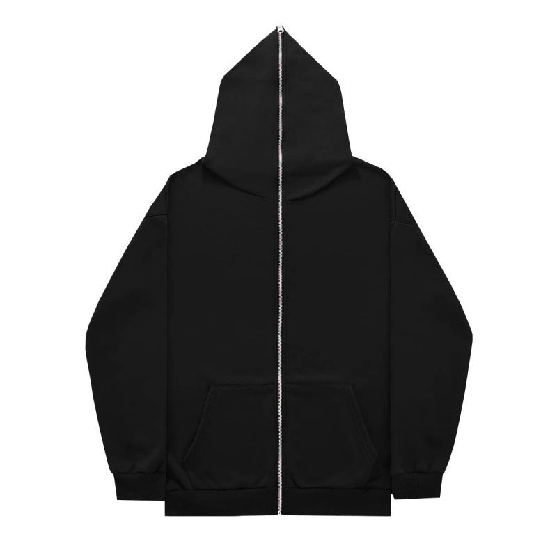 Unisex nan minimalistisch strukturierter Kapuzenzipper mit spitzer Kapuze, Kängurutasche und verstärkten Bündchen EB