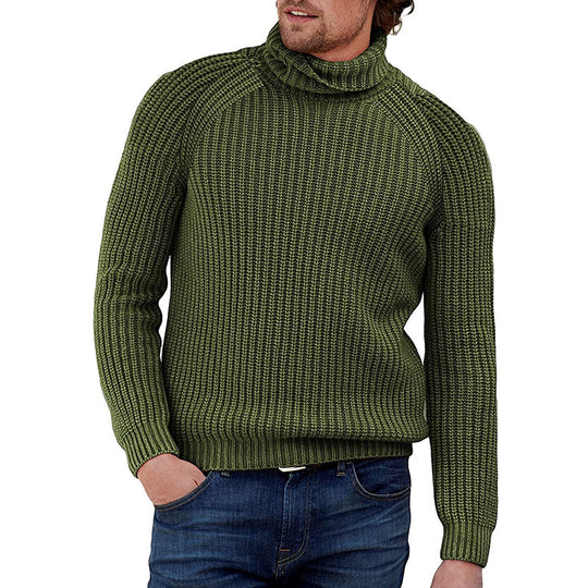 Herren Grobstrick Pullover mit hohem Kragen EB