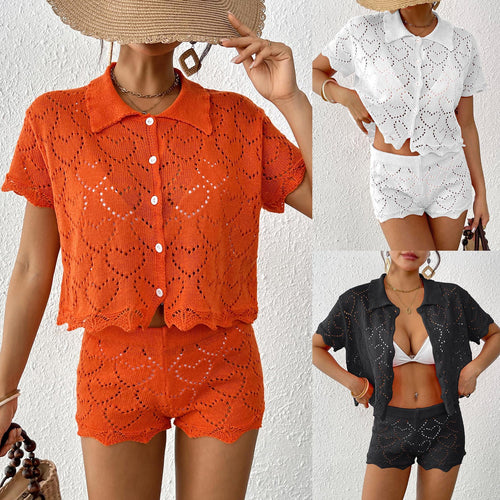 Damen luftiges Häkel-Set mit dekorativen Cut-Outs EB