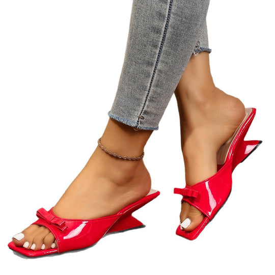 Damen Slingback-Sandalen mit glänzendem Obermaterial und elegantem Schleifen-Detail EB