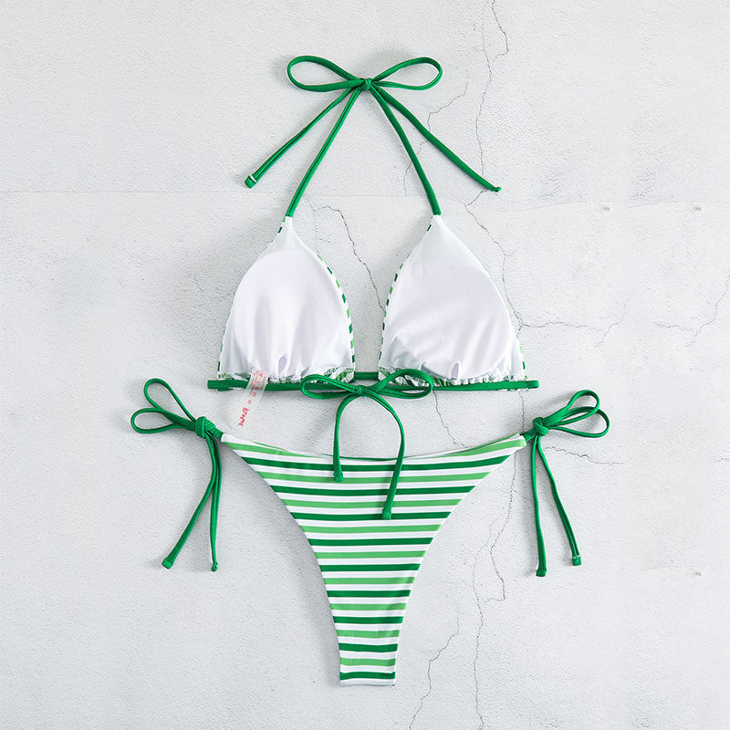 Damen Sportliches Streifen-Bikini Set EB