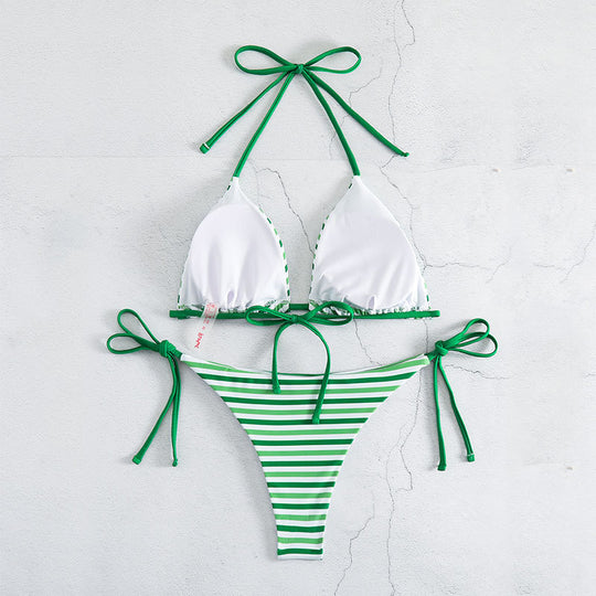Damen Sportliches Streifen-Bikini Set EB