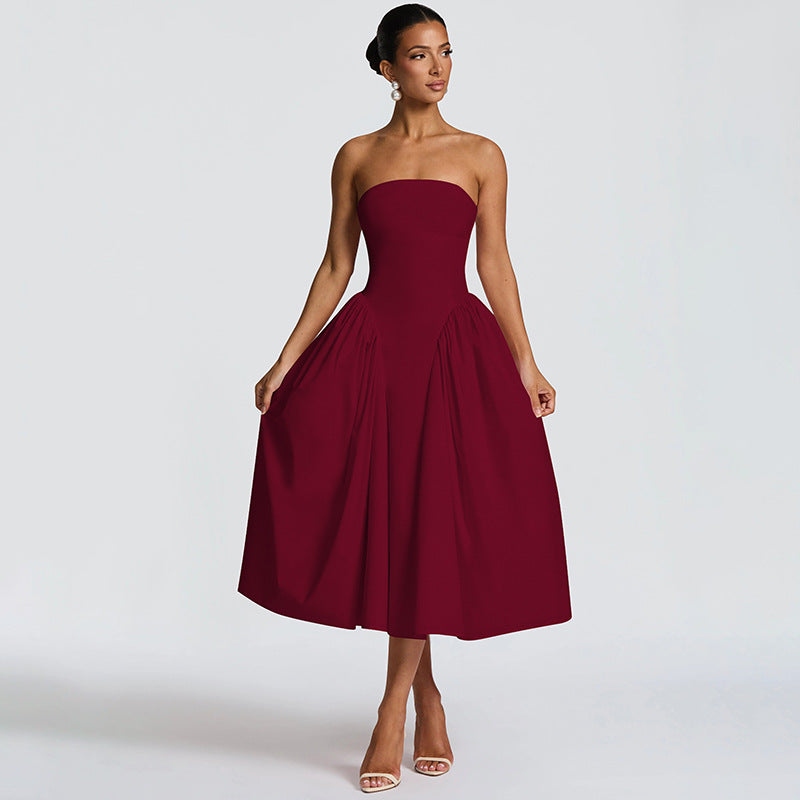 Damen Maxikleid mit schulterfreiem Design und fließendem Schnitt EB