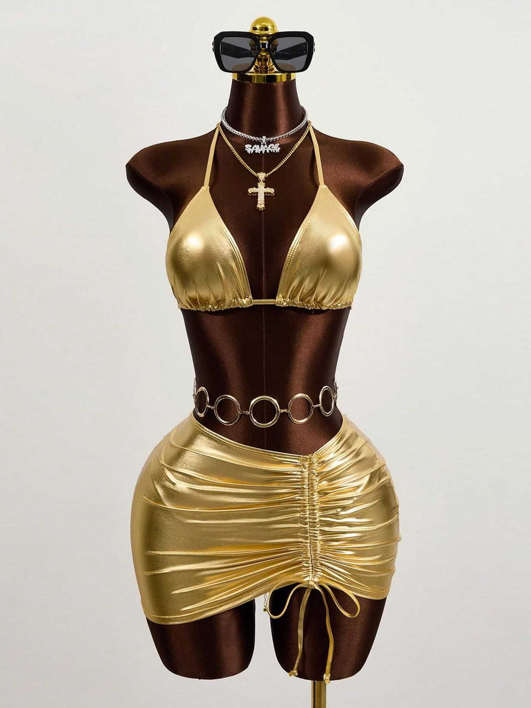 Damen Triangel-Bikini mit verstellbarem Rock EB