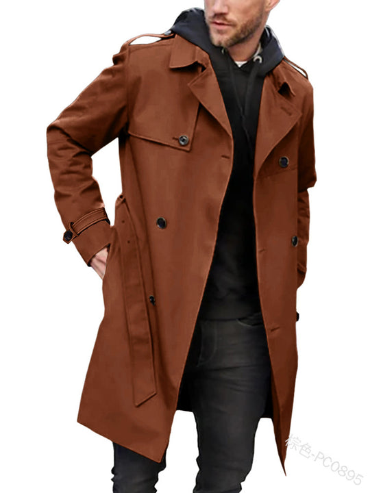 Herren modischer Trenchcoat mit praktischen Seitentaschen und abnehmbarem Innenfutter EB