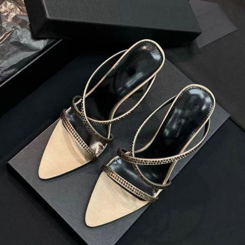 Damen elegante Absatzsandalen mit modischem Riemendesign und funkelnden Strassakzenten EB