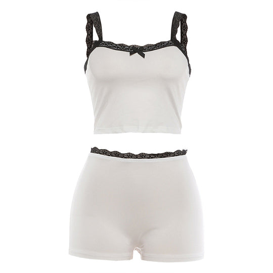 Damen Set aus Spitzen-Top und Shorts EB