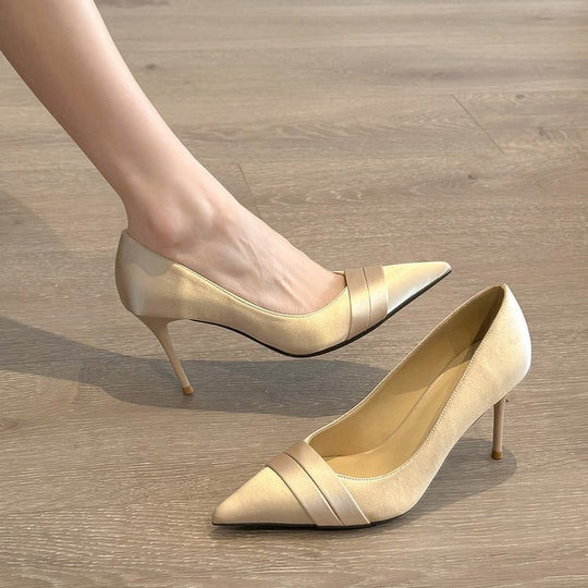 Damen elegante spitze Pumps mit Zierschleifen EB