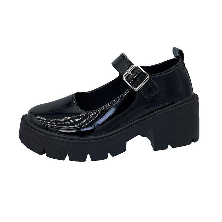 Damen Mary Jane Schuhe mit robustem Plateau und modischem Riemchen EB