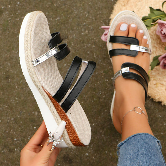 Damen Wedge-Pantoletten mit elegantem Riemendesign und komfortabler Sohle EB