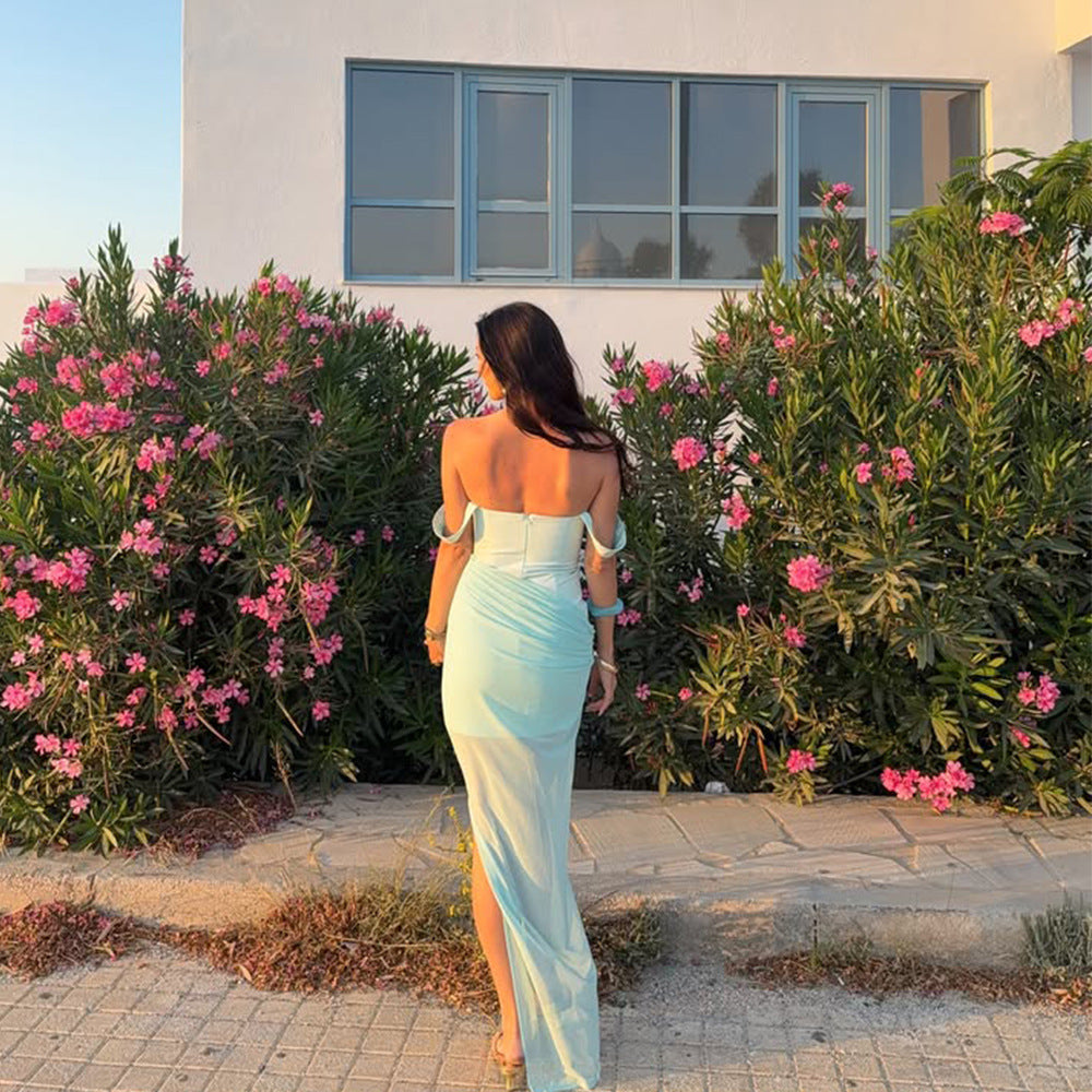 Damen Maxikleid mit elegantem Wickeldesign und verführerischem Schlitz EB