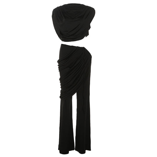Damen Elegantes Set mit gerafftem Oberteil und weitem Bund EB