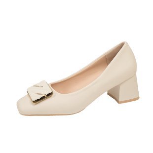 Damen elegante Pumps mit quadratischer Spitze und modischer Schnalle EB