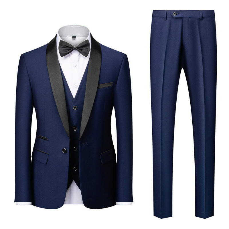 Herren nan dreiteiliges Smoking-Set mit Schalkragen, taillierter Weste und schlanker Passform EB