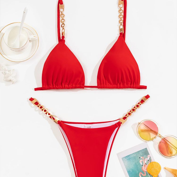 Damen Triangel-Bikini mit luxuriösen Kettenakzenten EB