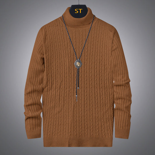 Herren Rollkragenpullover mit strukturiertem Zopfmuster EB
