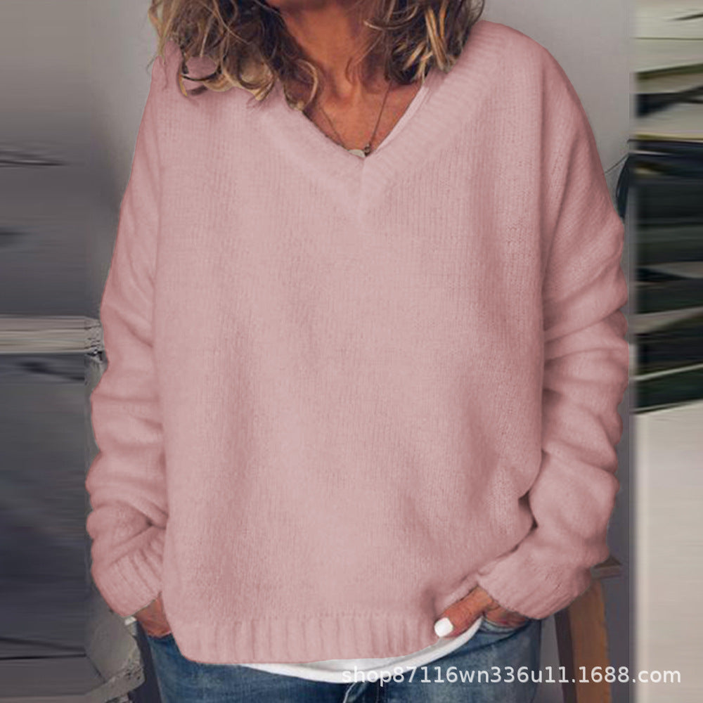 Damen V-Ausschnitt Pullover aus weichem Strick EB