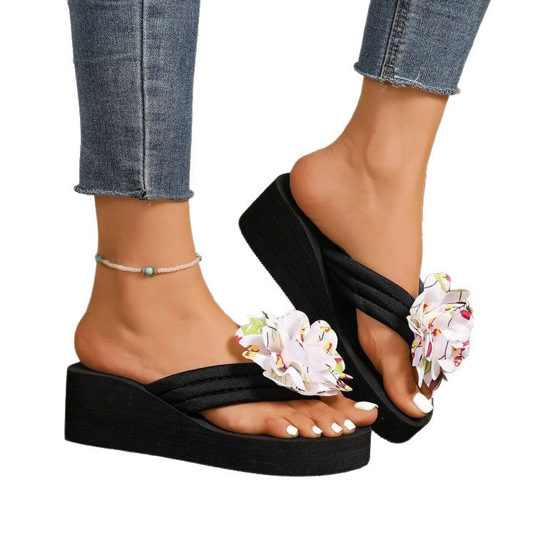 Damen Plateau-Sandalen mit floralem Design und komfortablem Fußbett EB