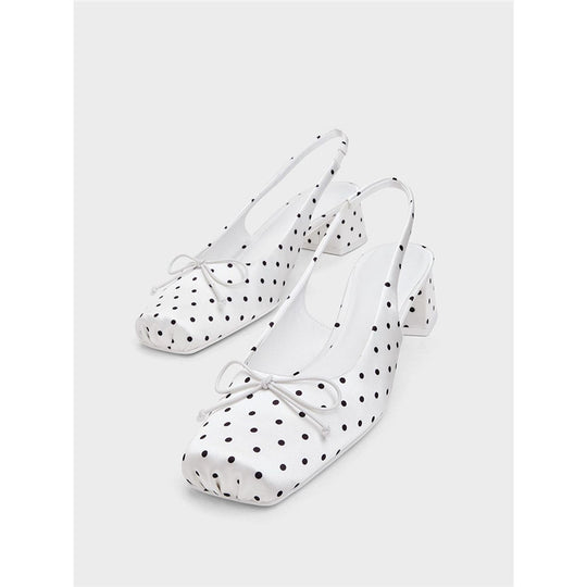 Damen Slingback-Pumps mit verspieltem Punktedesign und niedrigem Absatz EB