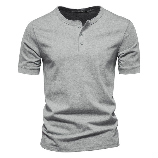 Herren nan schmal geschnittenes Kurzarmshirt mit kurzer Knopfleiste und geripptem Kragen aus Baumwollmix EB