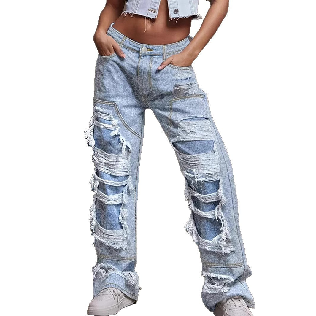 Damen Vintage Destroyed Jeans im lässigen Schnitt EB