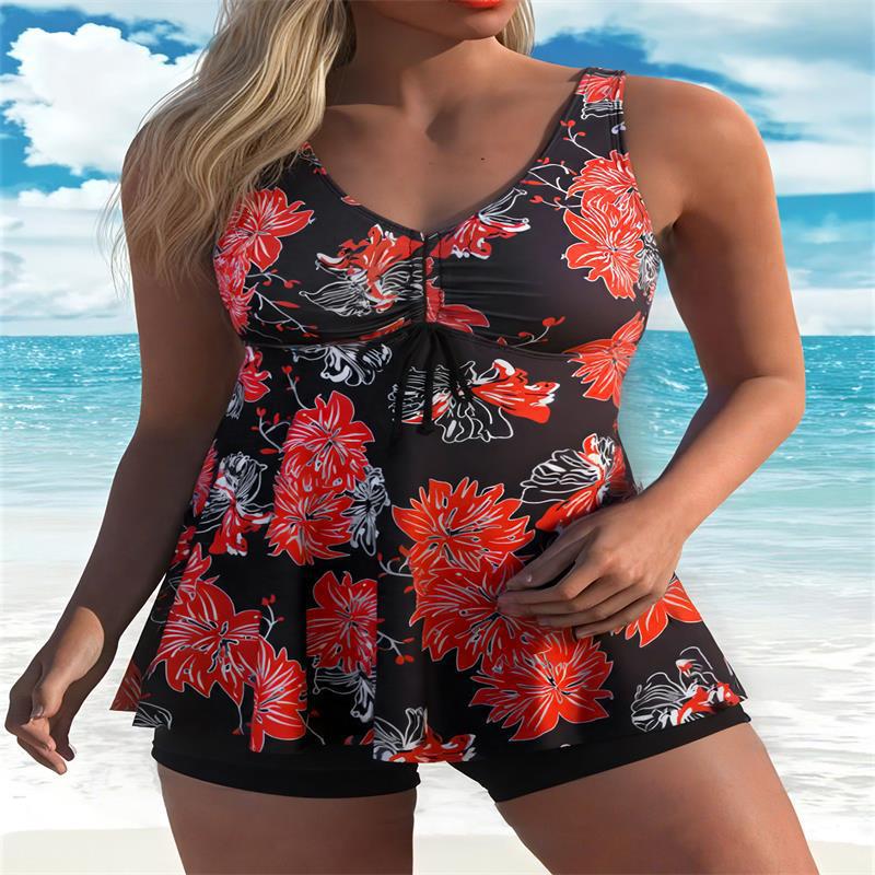 Damen tankini mit weiterem Schnitt und floralem Design EB