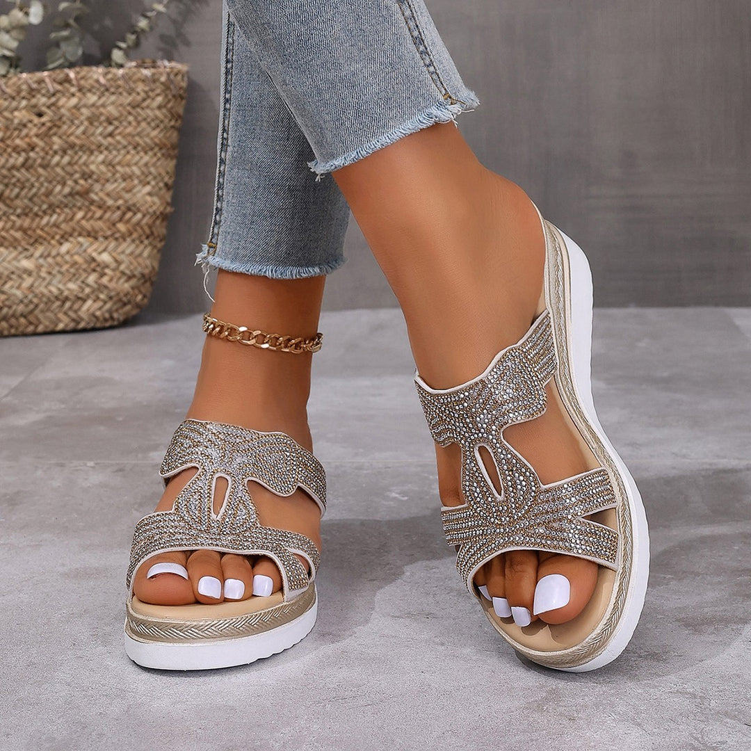 Damen Glitternde Plateau-Sandalen mit funkelndem Strassbesatz EB