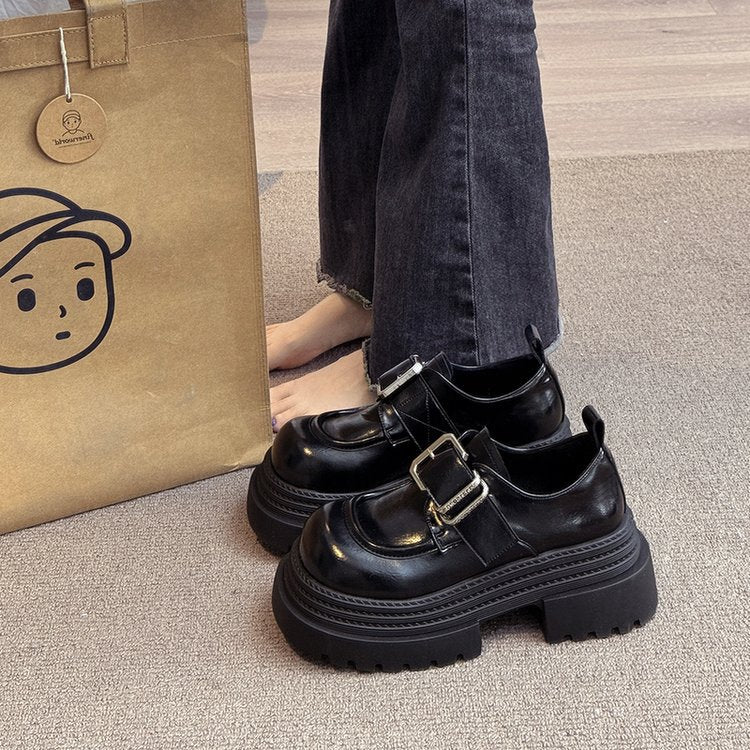 Damen chunky Schnürboots mit dekorativer Schnalle und robustem Sohlenprofil EB