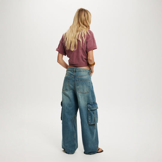 Damen lässige Cargo-Jeans im weiten Schnitt mit praktischen Taschen EB