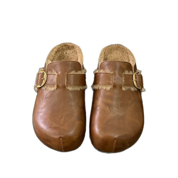 Damen Clogs mit hochwertigem Fellfutter und modischem Schnallenverschluss EB