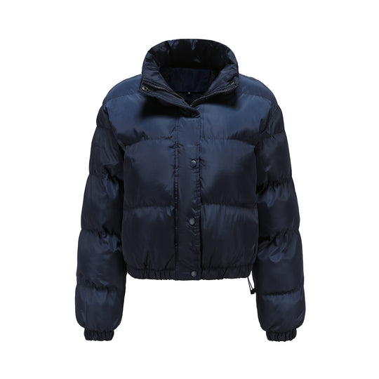 Damen nan kurze gesteppte Winterjacke mit Stehkragen und Kordelzug EB