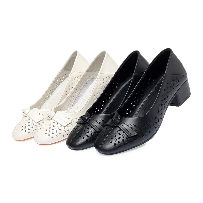 Damen Elegante und luftige Ballerinas mit modischem Lochdesign und komfortablem Absatz EB